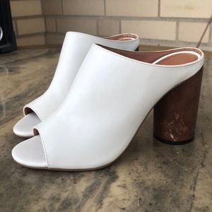 Urban Outfitter White slip on high heel open toe